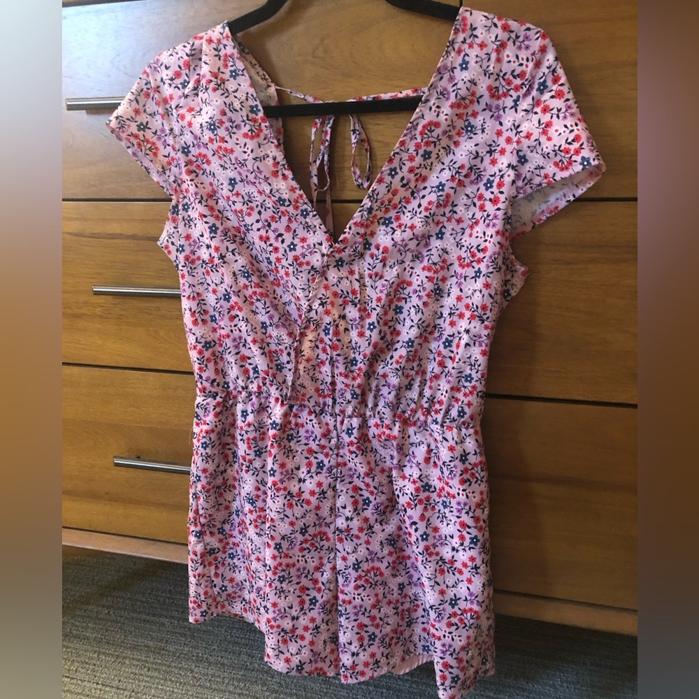 Lulu’s Floral Mini Romper, Medium, Pink